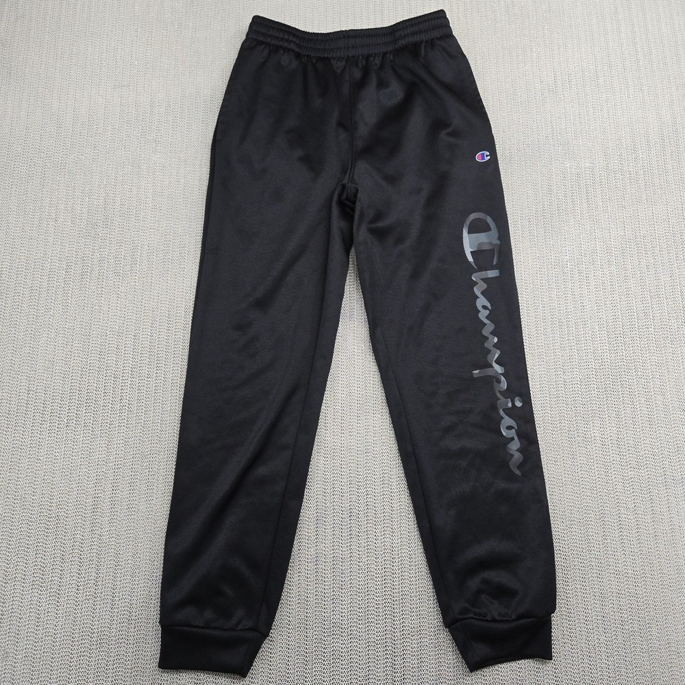 Champion Pants Youth 14/16 Black Sweatpants Camo Script Logo Joggers